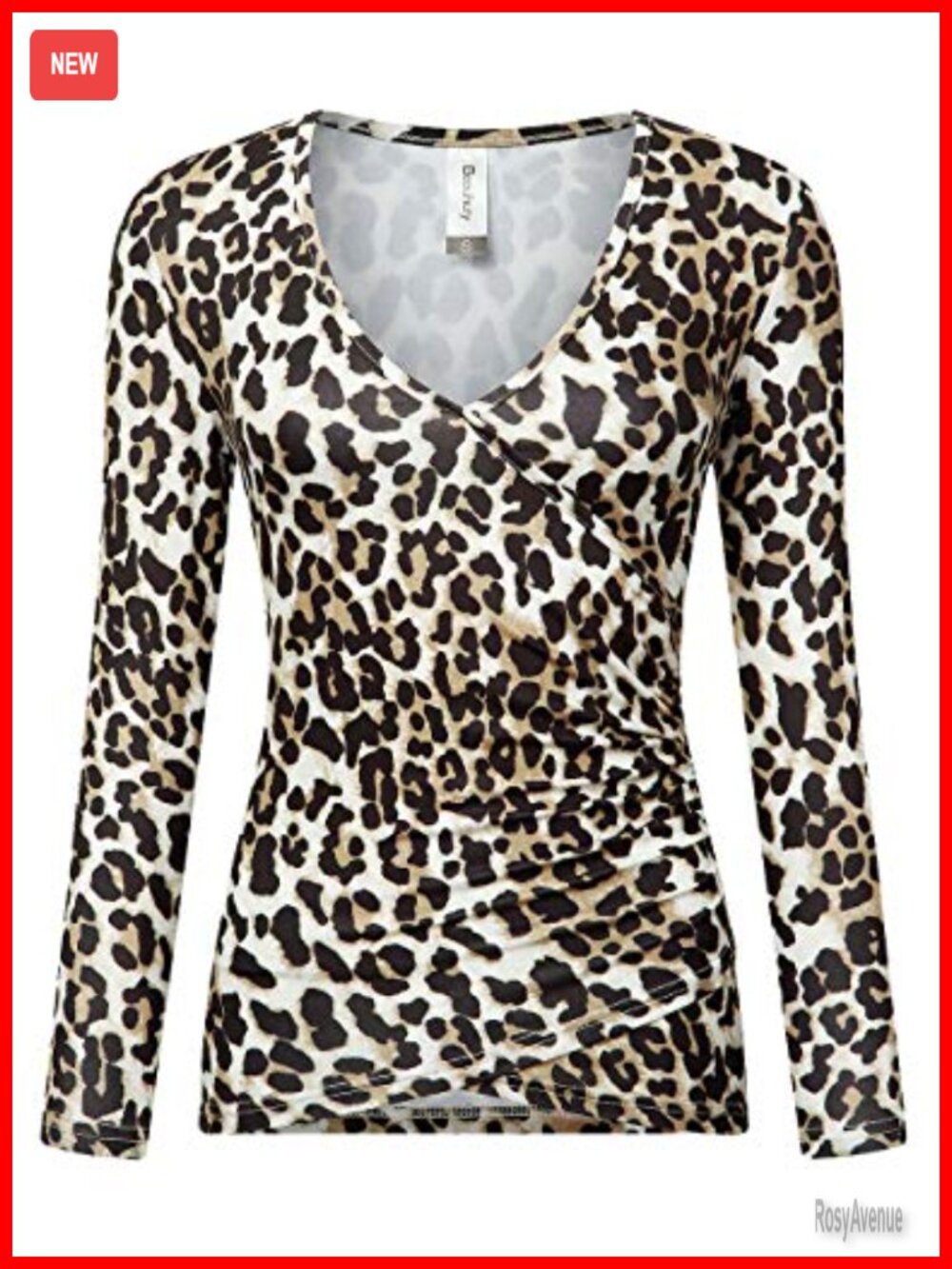 Beauhuty Women Deep V Neck Slim Fitted Long Sleeve Wrap Ruched Tee Top